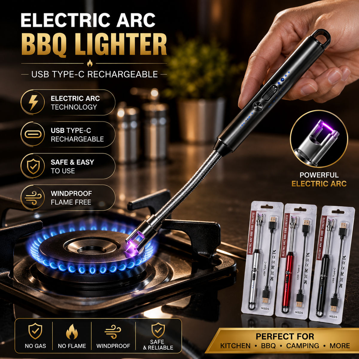 Rechargeable Electric Arc BBQ Lighter