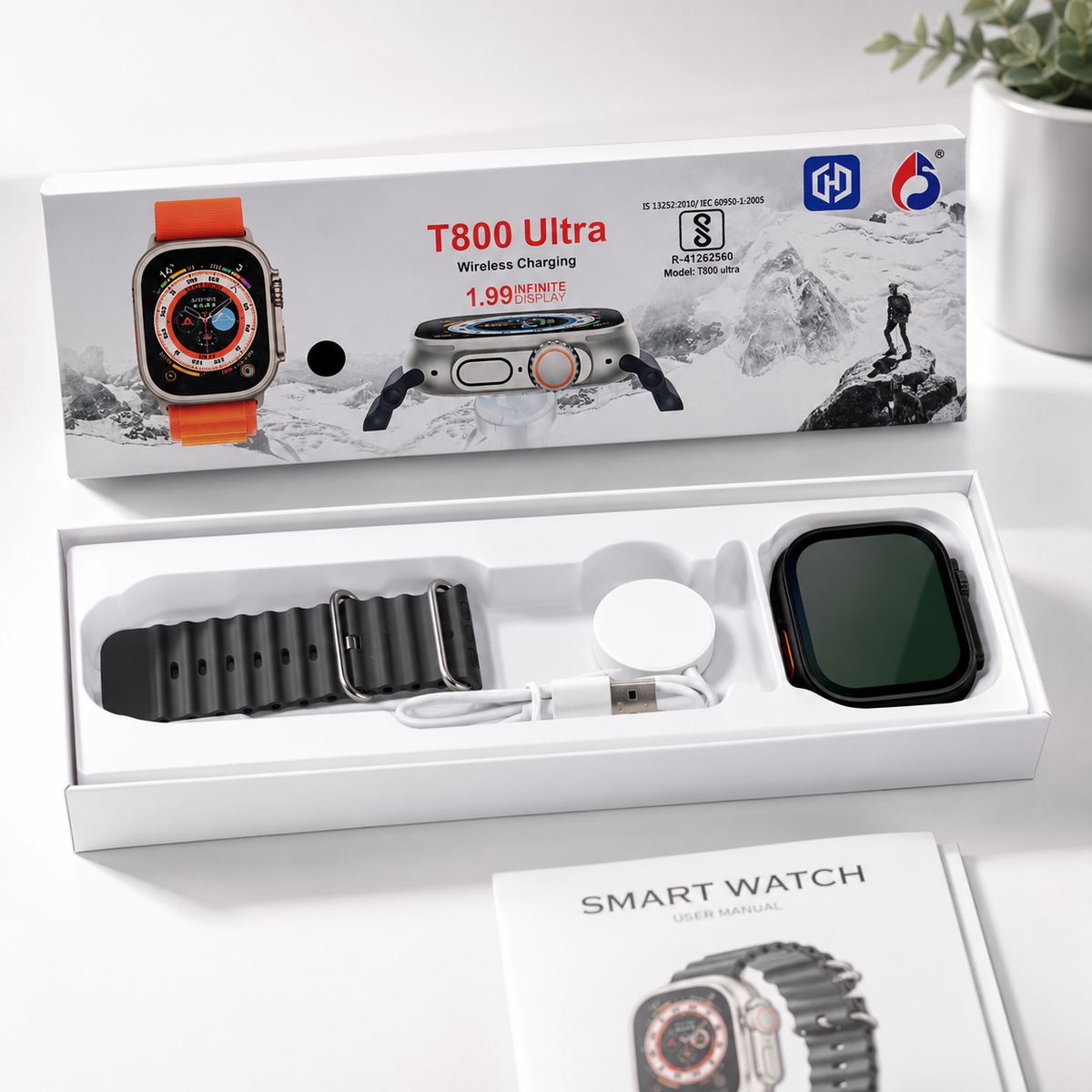 T800 Ultra Smart Watch - 1.99" Infinite Display & Wireless Charging