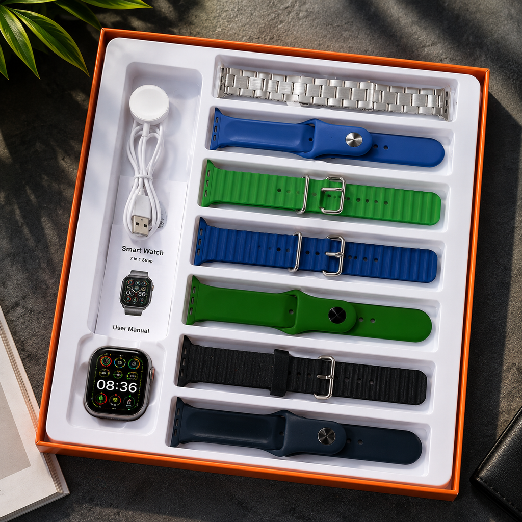 Ultra 3 Premium Smart Watch Combo - 2.01" HD Infinite Display with 7 Interchangeable Straps