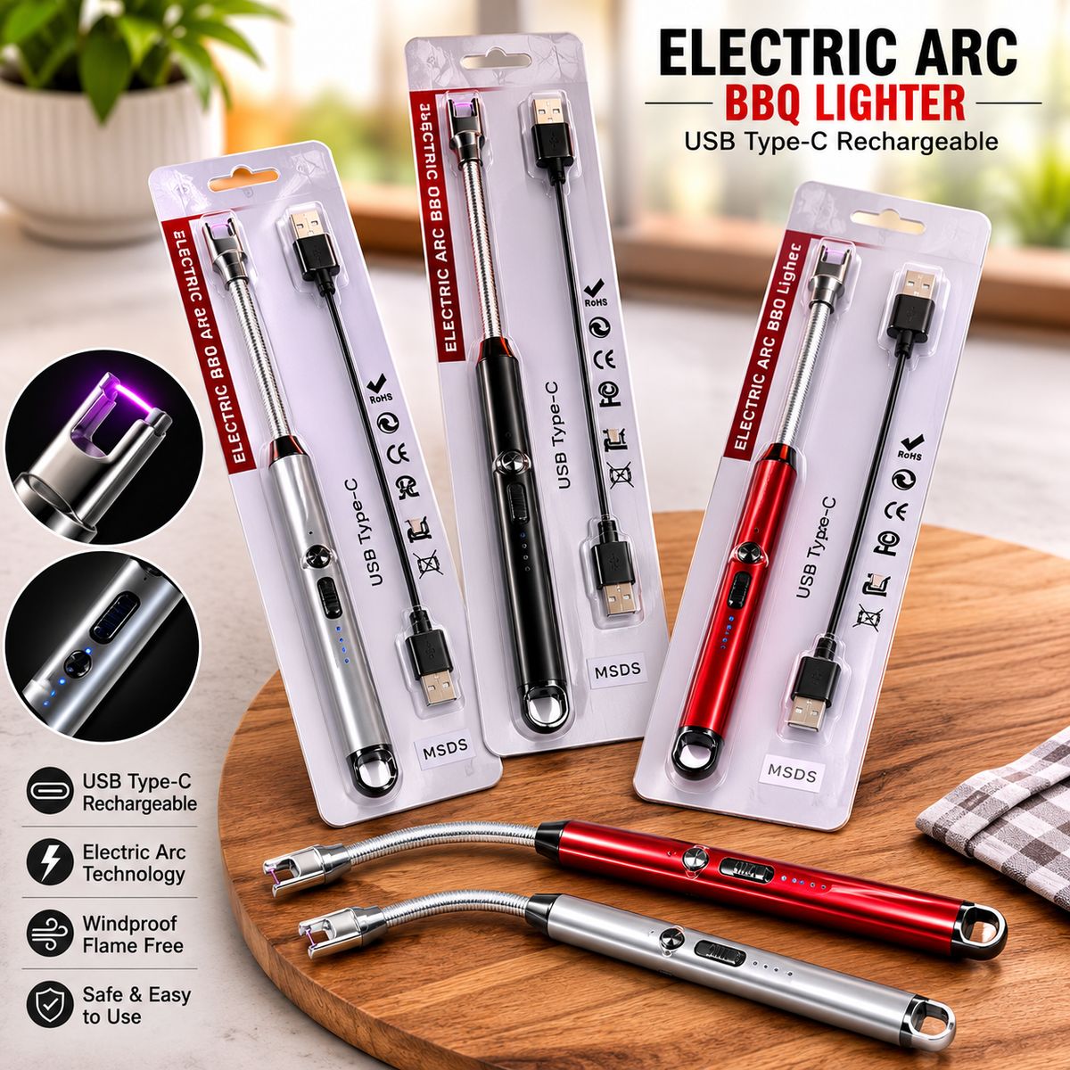 Rechargeable Electric Arc BBQ Lighter
